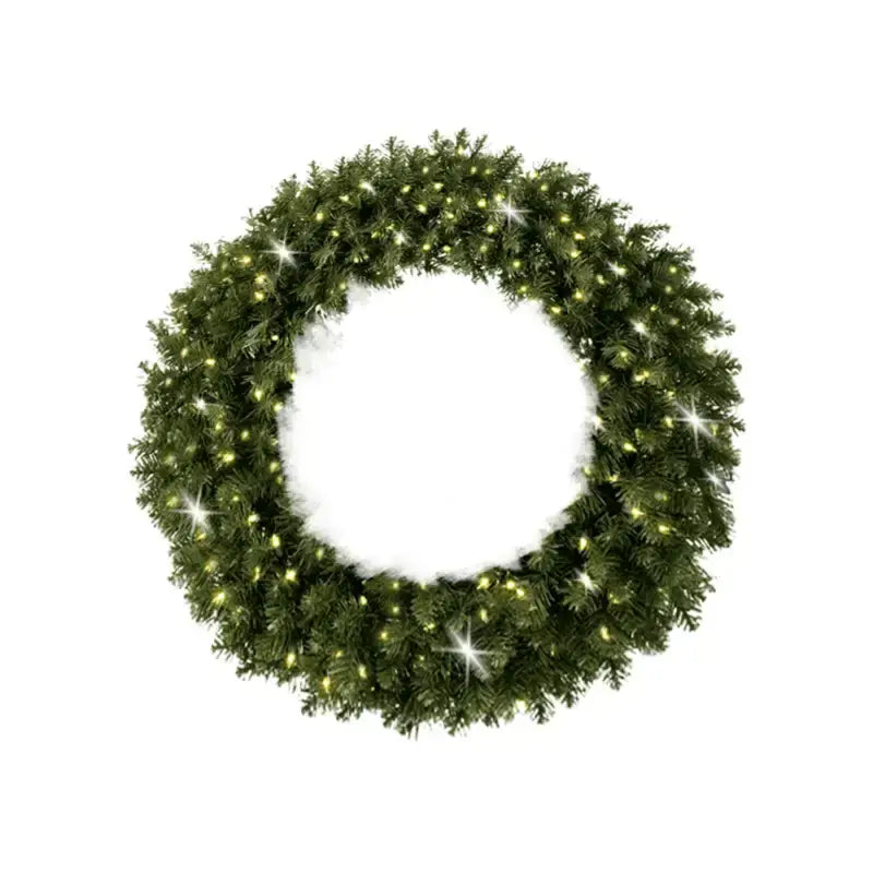 Undecorated Christmas Wreath with Warm White Lights