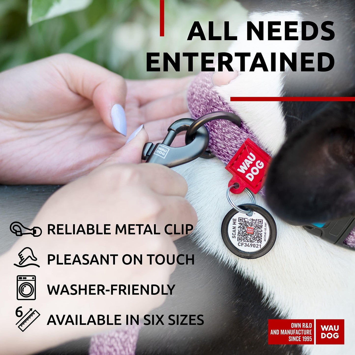 Recycled Cotton Dog Leash 6 Ft X 1 Inch Purple Eco Friendly Collar for Medium &