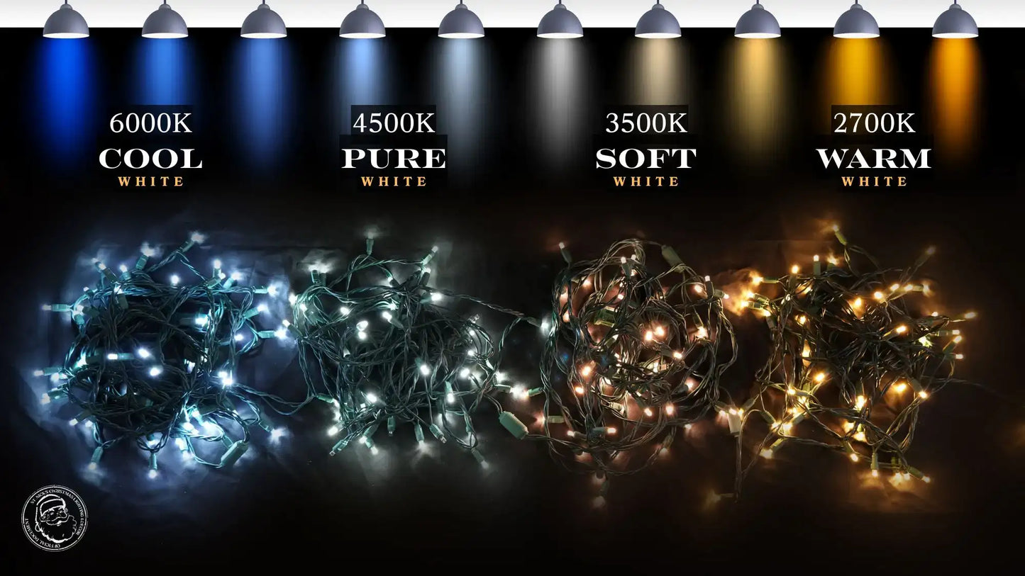 LED Mini Lights 5MM Pure White Twinkle Green Wire 6" Spacing