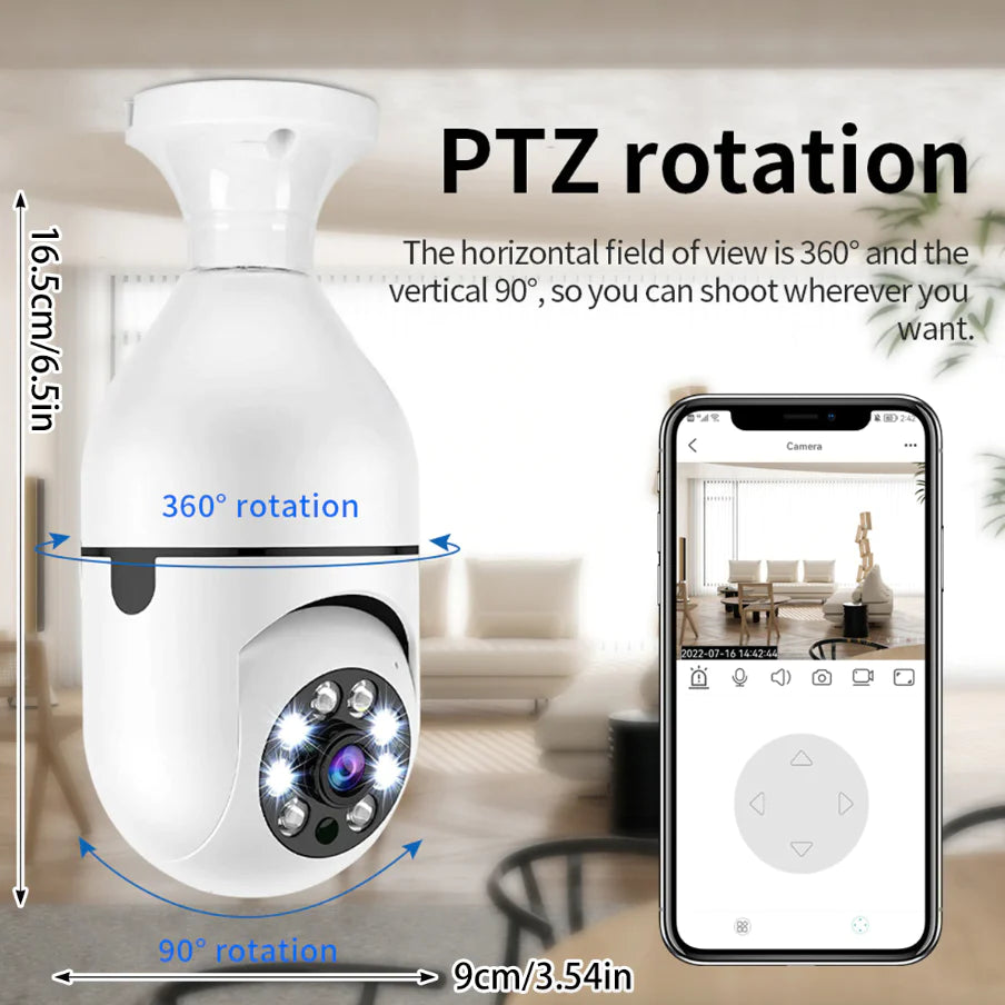 360° Light Bulb Security Camera | 1080P Wi-Fi IP E27 Smart Home Night Vision