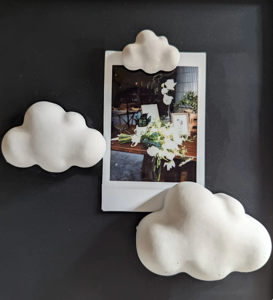 Novelty Fridge Magnets Cloud Magnets by Qualy Design Studio. Set of 6 Message Magnets. Cloud Magnets Gradual Colors from White to Dark Grey. Can Be Used in Office or at Home.