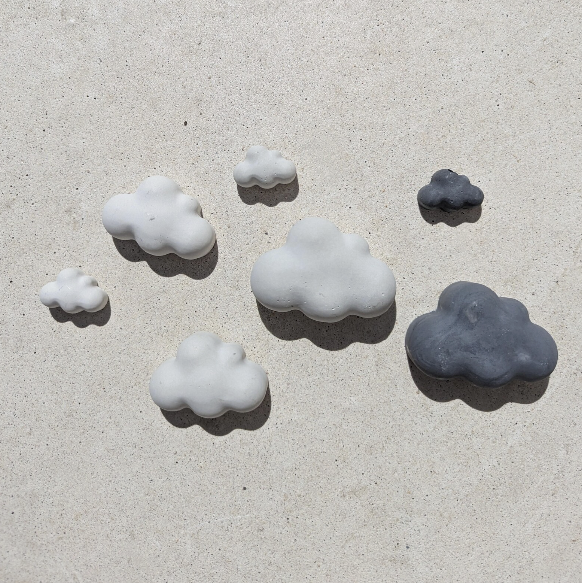 Novelty Fridge Magnets Cloud Magnets by Qualy Design Studio. Set of 6 Message Magnets. Cloud Magnets Gradual Colors from White to Dark Grey. Can Be Used in Office or at Home.