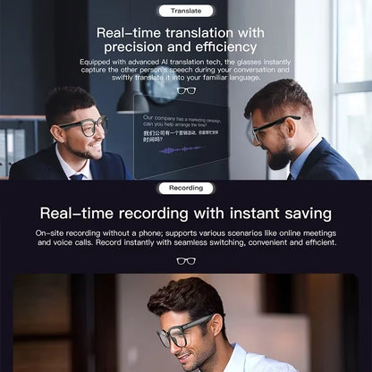 1080p HD Smart Glasses (Photos, Smart Assistant AI, Translation, Video Recording, Smart Touch, IP65 Waterproof) 