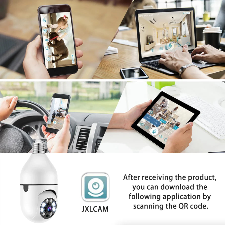 360° Light Bulb Security Camera | 1080P Wi-Fi IP E27 Smart Home Night Vision