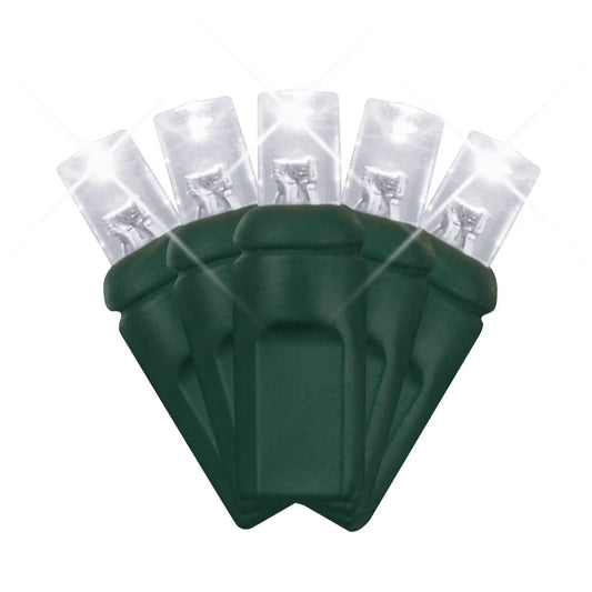 LED Mini Lights 5MM Cool White Twinkle Green Wire  6" Spacing