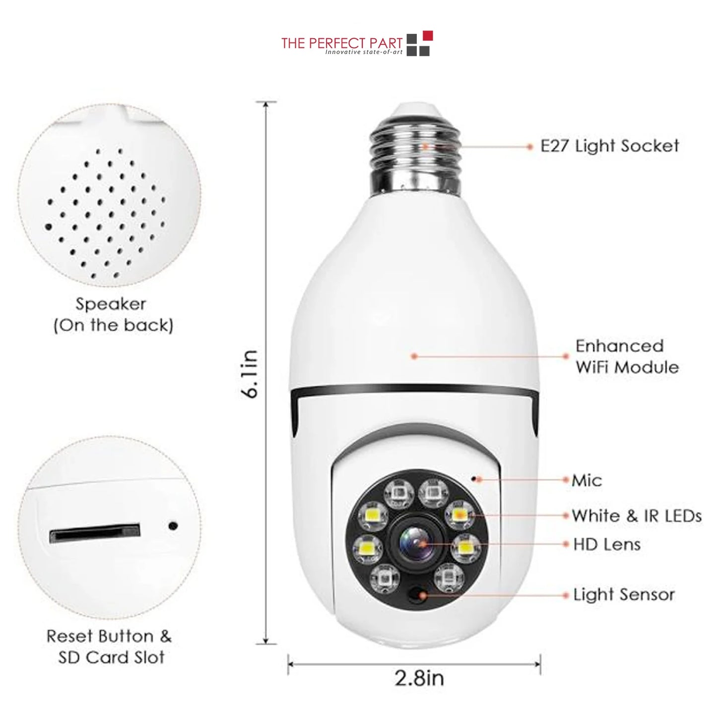 360° Light Bulb Security Camera | 1080P Wi-Fi IP E27 Smart Home Night Vision