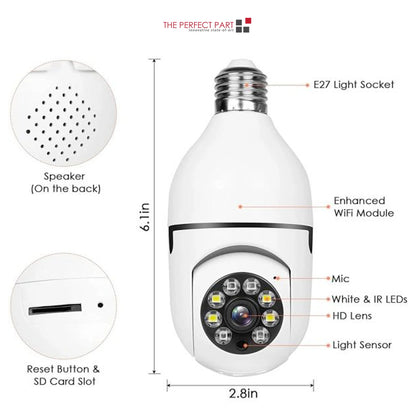 360° Light Bulb Security Camera | 1080P Wi-Fi IP E27 Smart Home Night Vision