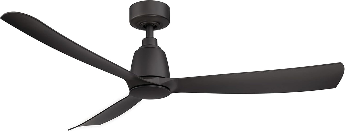 Kute 3 Blade Ceiling Fan with Light Kit 52 Inches Wide with Black Finish and Black Blades