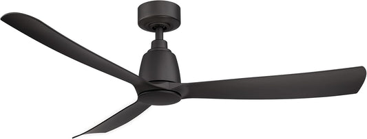 Kute 3 Blade Ceiling Fan with Light Kit 52 Inches Wide with Black Finish and Black Blades