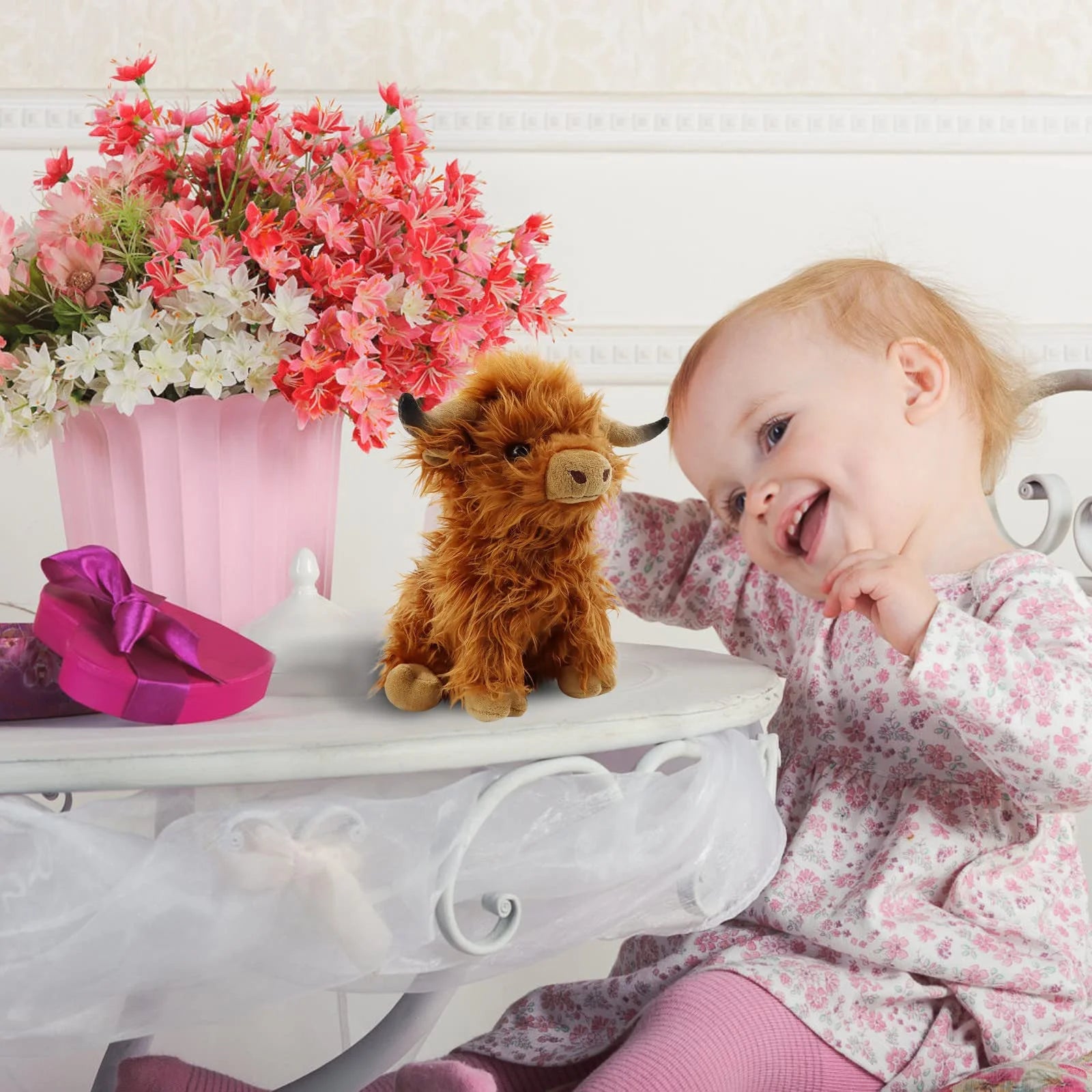 Cute Scottish Highland Cow Plush – Baby Cattle Stuffed Animal Toy for Kids & Collectors