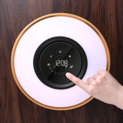 Smart round Audio Bluetooth Speaker Night Light Wifi LED Ring Wireless Charger for Home