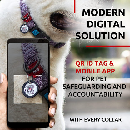 WAUDOG Reflective Cotton Dog Collar Eco Friendly Alt to Nylon Collar for Small Medium and Large Dogs Pet Collar with QR ID Tag Puppy Collar for Large Breed Dogs Adjustable Male Female Dog Collar