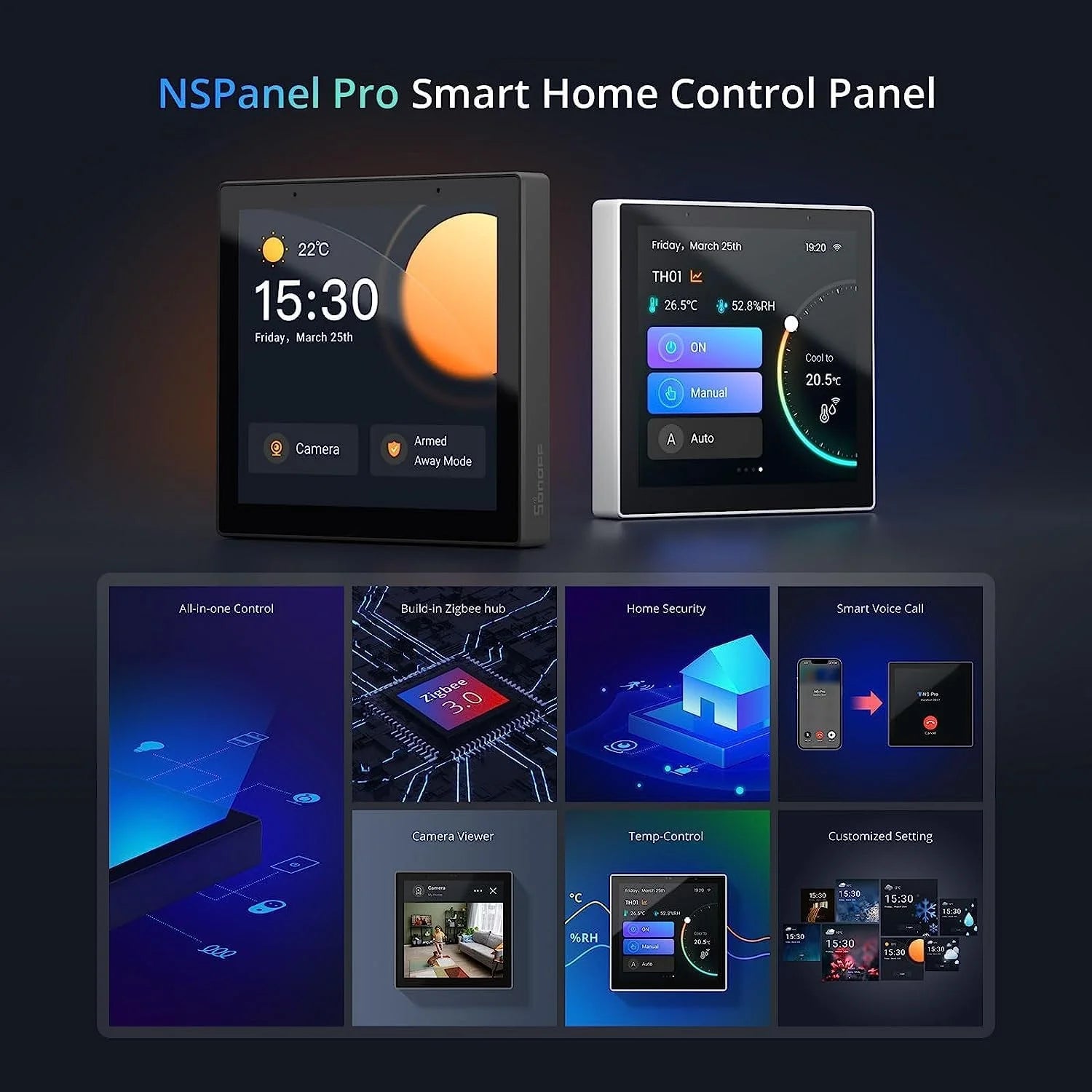 SONOFF NSPanel Pro All‑in‑One Control Center — Zigbee Gateway, Thermostat, Energy Monitoring, Intercom