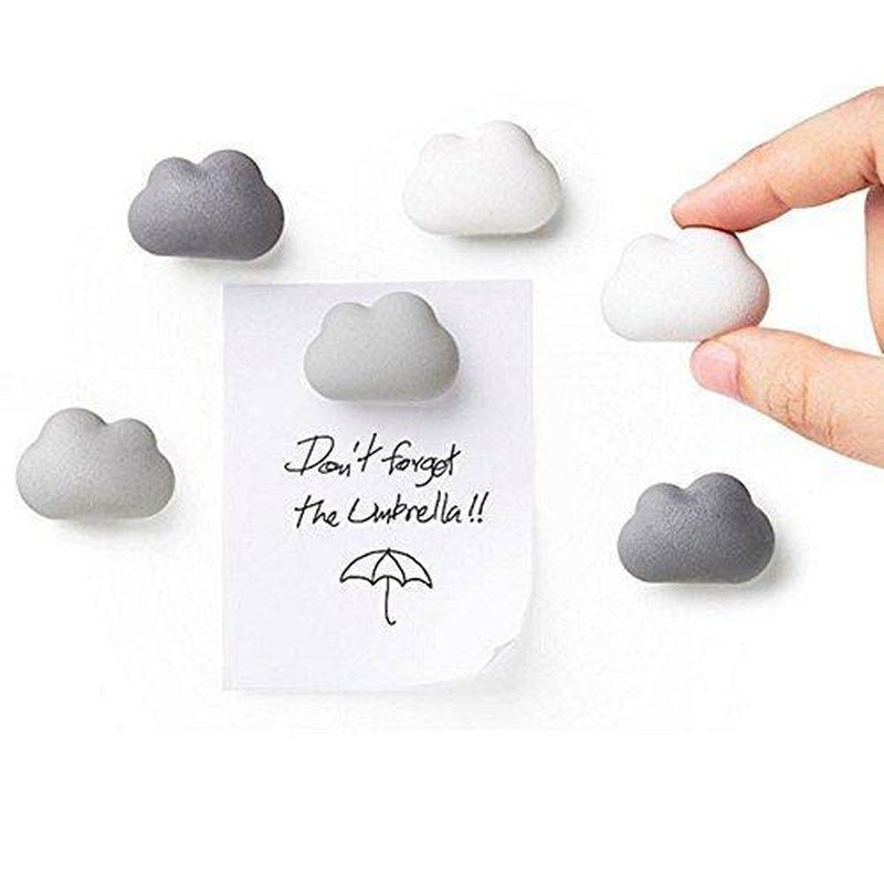 Novelty Fridge Magnets Cloud Magnets by Qualy Design Studio. Set of 6 Message Magnets. Cloud Magnets Gradual Colors from White to Dark Grey. Can Be Used in Office or at Home.