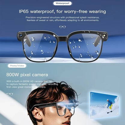 1080p HD Smart Glasses (Photos, Smart Assistant AI, Translation, Video Recording, Smart Touch, IP65 Waterproof) 