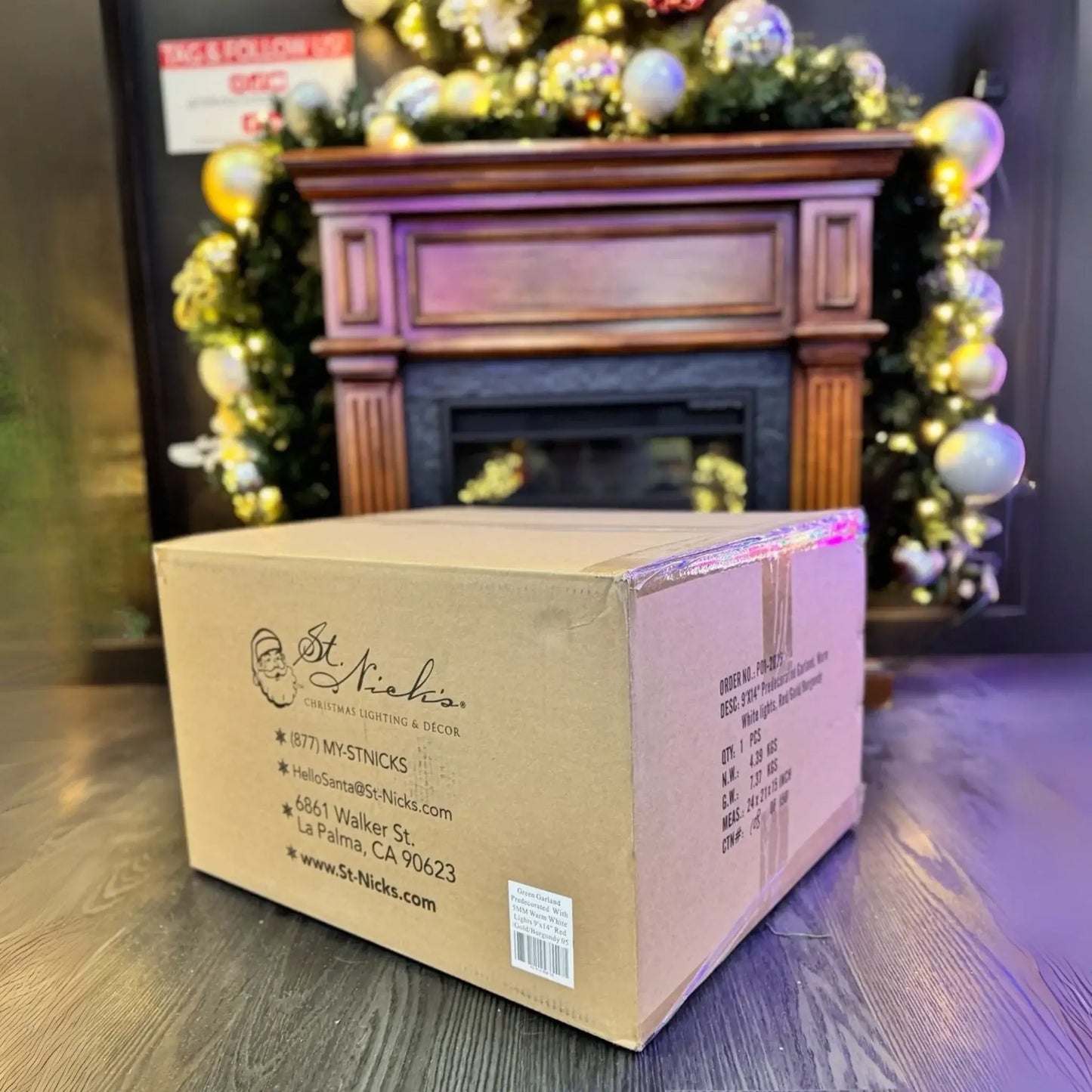 Green Garland with Warm White Lights |  99'X 8"