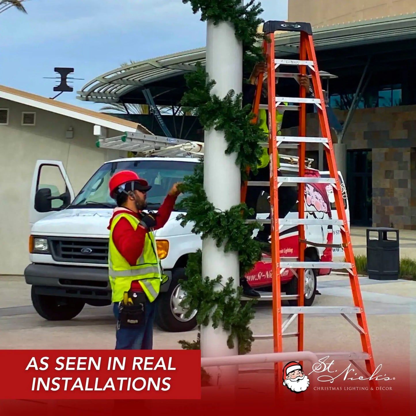 Green Garland with Warm White Lights |  99'X 8"