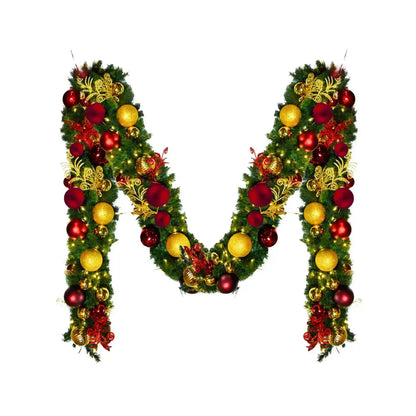 9'x14" Pre-Decorated Garland with Warm White Lights Red/Gold/Burgundy