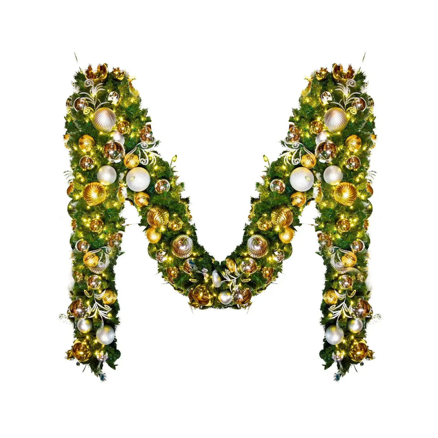 9'x14" Pre-Decorated Garland with Warm White Lights Gold/Silver