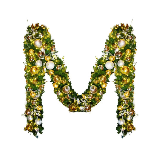 9'x14" Pre-Decorated Garland with Warm White Lights Gold/Silver