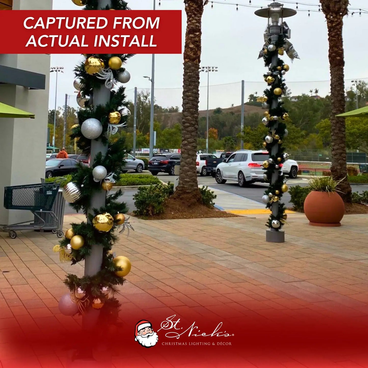 9'x14" Pre-Decorated Garland with Warm White Lights Gold/Silver