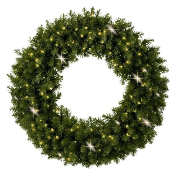Undecorated Christmas Wreath with Warm White Lights