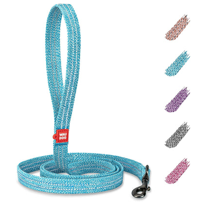 Recycled Cotton Dog Leash 10 Ft Blue Eco Friendly Collar for Medium Large Dogs