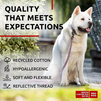 WAUDOG Reflective Cotton Dog Collar Eco Friendly Alt to Nylon Collar for Small Medium and Large Dogs Pet Collar with QR ID Tag Puppy Collar for Large Breed Dogs Adjustable Male Female Dog Collar