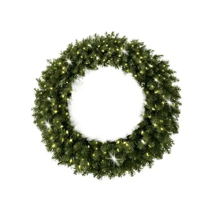 Undecorated Christmas Wreath with Warm White Lights