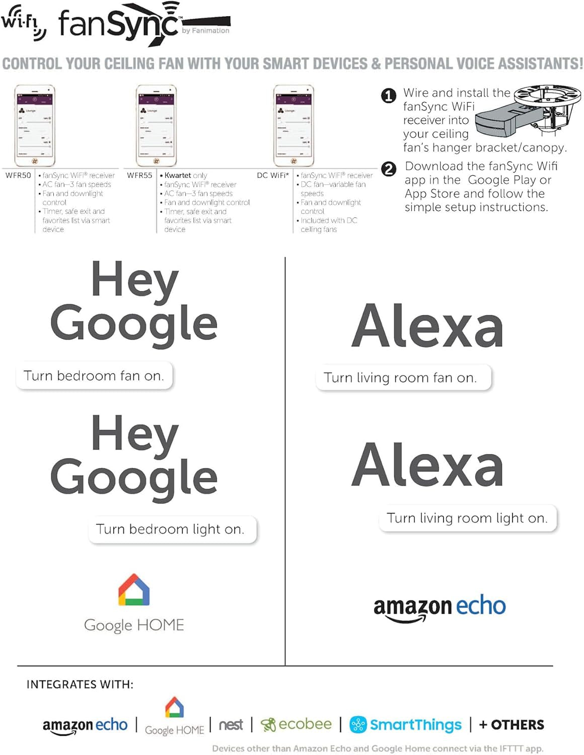 Kute 3 Blade Ceiling Fan with Light Kit 52 Inches Wide with Black Finish and Black Blades