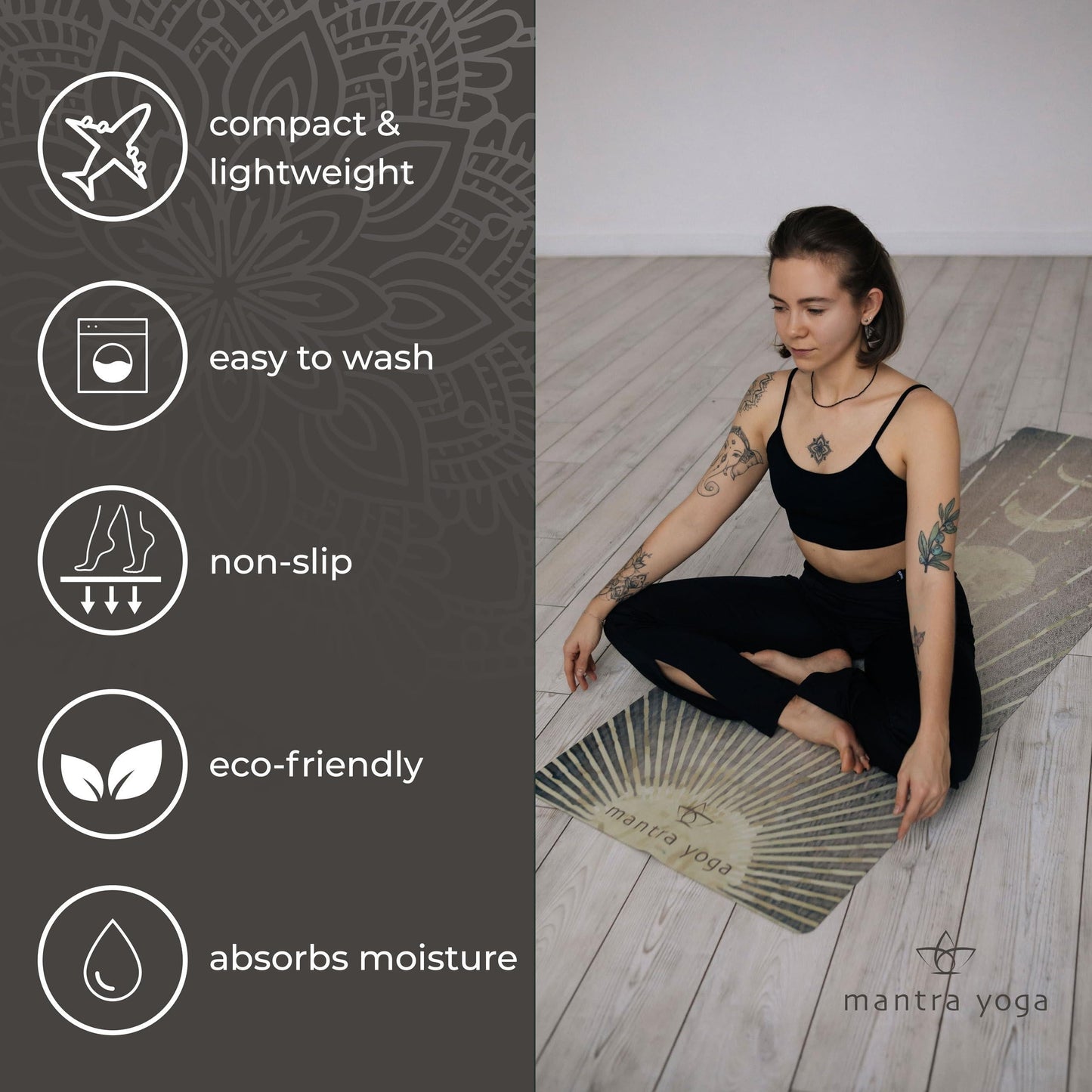 1.5Mm Foldable Fitness Exercise Mat with Bag 72X24 Inch 2.6 Lbs Lightweight Compact Eco Friendly Non Slip & Washable for All Types of Yoga