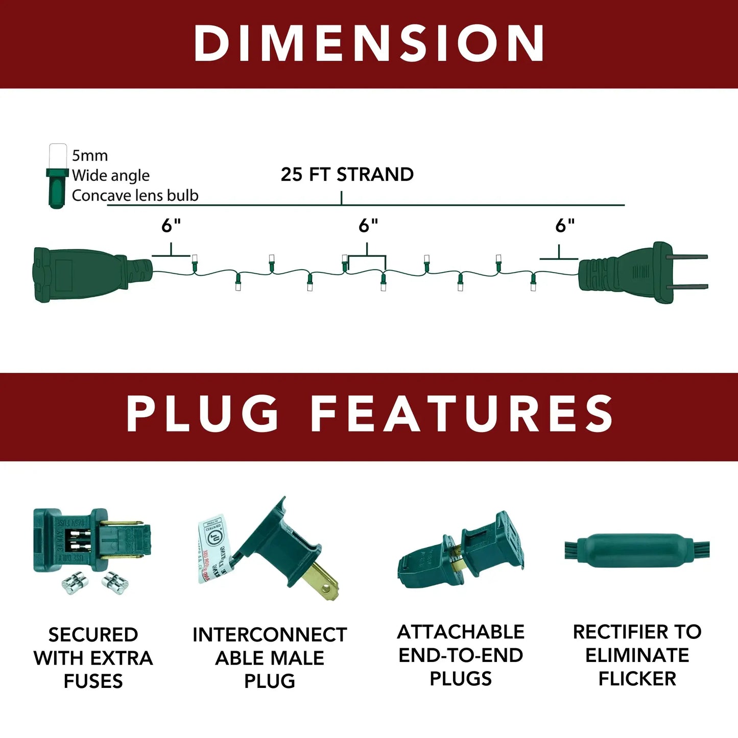 LED Mini Lights 5MM Multicolor Soft Twinkle Green Wire - 6" Spacing